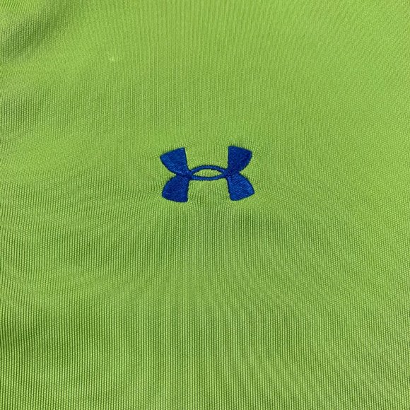 Under ARMOUR Golf Shirt Men Medium M Green Embroidered Logo - STAINS - READ - Picture 3 of 14